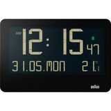 Mey İthalat Braun Dijital Duvar Saati, Iç Mekan Sıcaklığı, Tarih, Haftanın Günü, Büyük Ters LCD Ekran, Hızlı Set, Bip Alarmı, Siyah, Model BC14B