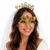 Mey İthalat® Bride To Be Gold Taç Ve Parti Gözlüğü Seti