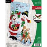 Mey İthalat Bucilla Keçe Aplike Noel Çorabı, Noel Baba'nın Buluşması, 45,72 Cm, Kumaş