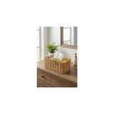 Mey İthalat Buffer Bölmeli Kapaklı Doğal Rattan Görünümlü Hasır Organizer Sepet, Peçetelik, Makyaj ve Takı Düzenleyici, Plastik, 24X10X10 cm