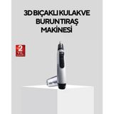 Mey İthalat® Burun Kulak Ve Kaş Tıraş Makinesi 3D Keskin Bıçaklı Pil Ile Çalışan