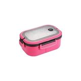 Mey İthalat Busstier 1200 ml 2 Katlı 6 Bölmeli Bpa'sız Pp Plastik Sefer Tası ve Beslenme Çantası - Hava Kilitli Bento Lunch Box, Çatal ve Kaşık Dahil (Pembe)