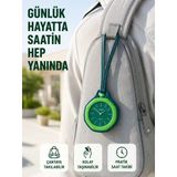 Mey İthalat® Çanta Charmı Askılı Analog Taşınabilir Saat Günlük Aksesuar Yeşil