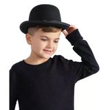 Mey İthalat® Charlie Chaplin Stil Çocuk Şapkası – Siyah Melon Parti Şapkası