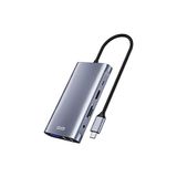 Mey İthalat CHB055 Type-C To HDMI VGA RJ45 Ethernet 3*usb 3.0 Aux Pd Tf Sd Kart Okuyucu Dönüştürücü - Çok Renkli