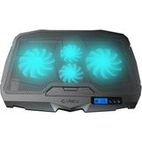 Mey İthalat Claw's Tornado 4x Turbo LED Fan - Ayarlabilir Fan Hızı & 6 Farklı Stand Yükseklik Kademesi - 2 USB Portlu - Metal Mesh Zemin - LCD Ekranlı Notebook Soğutucu - Siyah (9"-17" Boyut Destekli)