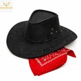 Mey İthalat® Çocuk Kovboy Şapka Siyah & Kırmızı Bandana Seti