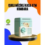 Mey İthalat® Çocuklar İçin Su Yeşili Atm Kasa Tasarımlı Şifreli Kumbara