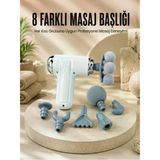Mey İthalat® Çok Fonksiyonlu Masaj Tabancası Spor Sonrası Kas Rahatlatıcı 8 Başlıklı Masaj Cihazı