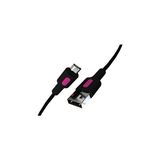 Mey İthalat Coral Micro USB Hızlı Şarj Kablosu (Siyah + Fuşya/siyah Uç) (120 Cm)