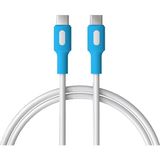 Mey İthalat Coral Type C-C Power Delivery Hızlı Şarj Kablosu, Beyaz Kablo, Beyaz/mavi Uçlar (150 Cm)