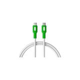 Mey İthalat Coral Type C-C Power Delivery Hızlı Şarj Kablosu, Beyaz Kablo, Beyaz/yeşil Uçlar (120 Cm)
