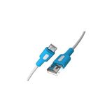 Mey İthalat Coral USB A-C Hızlı Şarj Kablosu, Beyaz Kablo, Beyaz/mavi Uçlar (120 Cm)