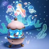 Mey İthalat Coverzone Bunny’s Carousel Gece Lambası Projeksiyonlu Müzikli Atlıkarınca Tasarım | Kablolu 5V USB Çalışma | Tavşan Figürlü Döner Işıklı Çocuk Odası Yıldız Tavan Projektör Gece Işığı | WH-E11