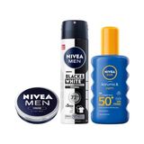 Mey İthalat Creme 30 Ml; Erkek Sprey Deodorant Black&white Invisible Original 150 Ml, Güneş Koruyucu Vücut Spreyi 200 Ml, SPF50