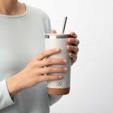 Mey İthalat Deconox 590 ml Paslanmaz Çelik Pipetli Termos Kupa - 4 Renk Seçeneği (Siyah, Yeşil, Gri, Mavi) - Sıcak ve Soğuk Tutan Mug - Araç ve Ofis Bardağı (Krem)