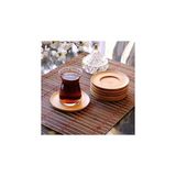Mey İthalat Deconox Bambu Yuvarlak Çay Tabağı Bardak Altlığı 6 'lı Set, Dekoratif Bambu Altlık
