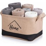 Mey İthalat Deconox Dikdörtgen Jüt Düzenleyici Sepet (24X17X14 Cm) – Krem Renk Katlanabilir Kumaş Kulplu Organizer | Ev, Mutfak, Banyo, Çocuk Odası ve Ofis Için Çok Amaçlı Saklama Kutusu 2 Model (Krem-Siyah)