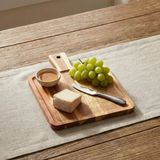 Mey İthalat Deconox Doğal Akasya Ahşap Kare Sunum Tahtası ve Servis Tepsisi – 28.5X21 cm Özel Motif Desenli ve Kulplu Peynir Tabağı, Kenarlı Kahve Sunumluk