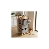 Mey İthalat Deconox Doğal Bambu 3 Katlı Organizer Raf 43X33X98 cm - Çok Amaçlı Banyo Mutfak ve Balkon Düzenleyici