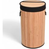 Mey İthalat Deconox El Yapımı Hasır Katlanır Çamaşır Sepeti Yuvarlak 55 Litre (35CM*35CM*61CM), Doğal Malzemeden Üretilmiş Çamaşırlık (Natural)