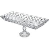 Mey İthalat Deconox Kafes Model El Yapımı Ayaklı Cam Sunumluk - Dikdörtgen Şeffaf Dekoratif Servis ve Meyve Tabağı (39X15 Cm)