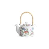 Mey İthalat Deconox Porselen Çini Piraye Demlik - Bambu/hasır Saplı, Ateşe Dayanıklı Nostaljik Bitki Çayı ve Çay Demliği (900 ml - 2 Farklı Desen Seçeneği) (Pıraye)