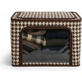 Mey İthalat Deconox Tela Telli Dolap Düzenleyici Kutu (40X50X30 Cm) - Katlanabilir, Dik Duran Kumaş Hurç | Ön/üstten Açılır, Şeffaf Pencereli Organizer Gri ve Kahve Renk Seçenekli (Kahverengi)
