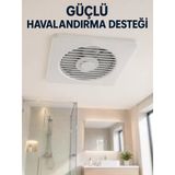 Mey İthalat® Dekoratif Banyo Ve Mutfak Aspiratörü 150 Mm 20,8 X 20,8 Cm 20 W Havalandırma Fanı