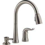 Mey İthalat Delta 16970-SSSD-DST Single Handle Pull-Down Kitchen Musluk With Sıvı Sabun Dispenseri, Paslanmaz By Delta Musluk