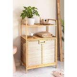 Mey İthalat Digithome Bambu Xl Kirli Sepetli 2 Raflı Çok Amaçlı Banyo Düzenleyici Çamaşır Sepeti Organizer DB-0004