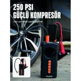Mey İthalat® Dijital Araç Kompresörü 4 Fonksiyonlu Akü Takviye Lastik Şişirme Powerbank Ve Led El Feneri