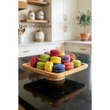 Mey İthalat Doğal Ahşap Kare Ayaklı Sunumluk Ikramlık Stand 17X17 cm
