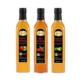 Mey İthalat Elma + Alıç + Enginar Sirkesi 500 ml 3'lü Set Doğal Fermantasyon Içilebilir Katkısız Cam Şişe