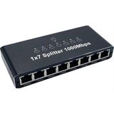 Mey İthalat Ethernet Splitter 1x7, Gigabit Ağ, 1000MBPS, RJ45, 8 Port, Siyah, 14CM x 6.2cm Boyutlarında