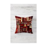 Mey İthalat Etnik Kilim Motifli Patchwork Çift Taraflı Gizli Fermuarlı Yastık Kılıfı, Bordo 45 x 45 - Çok Renkli