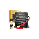 Mey İthalat Eveage 3/8 "basınçlı Yıkama Hortumu 50 Ft, 4800PSI Sanayi Sınıfı Çelik Tel Örgülü ve Sentetik Kauçuk Ceket, Kink Dayanıklı Sıcak ve Soğuk Su Max 266 ° F Güç Yıkama Hortumu, 2 Adet M22 14MM Adaptör