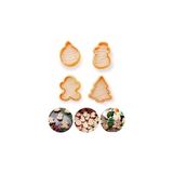 Mey İthalat Eynel Yılbaşı Şekilli Adam Çam Ağacı Basmalı Kurabiye Kalıbı Gingerbread Man Desenli Şeker Hamuru Kesici Aparat (Konsept 1, Krem-Turuncu)