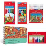 Mey İthalat Faber-Castell Boyama Seti ve Resim Defteri 25X35 Cm, Çocuklar Için Yaratıcı Eğlence, 12 Renk Suluboya, Boya Kalemi, Pastel Boya, Keçeli Kalem ve 30 Yaprak Defter