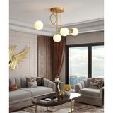 Mey İthalat Fer Avize Jade Özel Tasarım Modern Spor Gold Renk Glop Beyaz Camlı Salon - Mutfak - Yatak Odası 4 Lü Avize