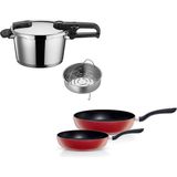 Mey İthalat Fissler Vitaquick Düdüklü Tencere Set Kırmızı Tava 4,5 Litre