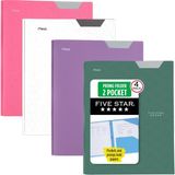 Mey İthalat Five Star 2 Cepli Klasör, 4'lü Paket, Stay-Put Sekmeli ve Prong Bağlantı Elemanları ile Plastik Klasörler, 8-1/2 "x 11" Kağıt Tutar, Yazılabilir Etiket, Çeşitli Renkler (38064)