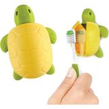 Mey İthalat Flipper Fun Animal Kaplumbağa Diş Fırçası Kapağı - Kapaklı Çocuk Diş Fırçası Tutacağı - Banyo Için Diş Fırçası Tutucuları - Vantuzlu Diş Fırçası Tutacağı