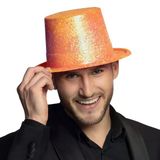 Mey İthalat® Floresan Turuncu Renk Simli Uzun Fötr Melon Şapka 12 Cm