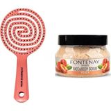 Mey İthalat Fontenay Profesyonel 3 Boyutlu Saçfırçası+Face&body Peeling Scrub Yüz Maskesi Şeftali 350ML 2'li Set Pembe