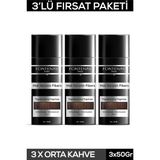 Mey İthalat Fontenay Saç Dolgunlaştırıcı Keratin Fibers Orta Kahve Topik Saç Tozu 50GR X3 Renkli