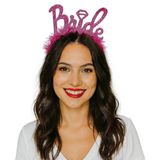 Mey İthalat® Fuşya Renk Bekarlığa Veda İtalik Yazı Alyanslı Bride Taç