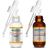 Mey İthalat Garnier C Vitamini Parlak Süper Aydınlatıcı Serum (30 Ml) & C Vitamini Süper Aydınlatıcı Gece Serumu 30 ml Cilt Bakım Seti