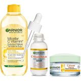 Mey İthalat Garnier Parlak Cilt Için Makyaj Temizleme Suyu + C Vitamini Serum + Nemlendirici Seti