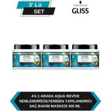 Mey İthalat Gliss 4’ü 1 Arada Saç Maskesi 400 ml X3 | Nemlendirici, Yapılandırıcı ve Kolay Uygulamalı Yoğun Bakım